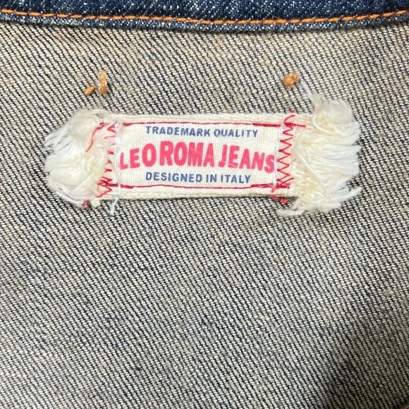 Vintage | Leo Roma 90s Grunge Studded Ultra Cropped Denim Bolero Jacket | M - Picture 8 of 11